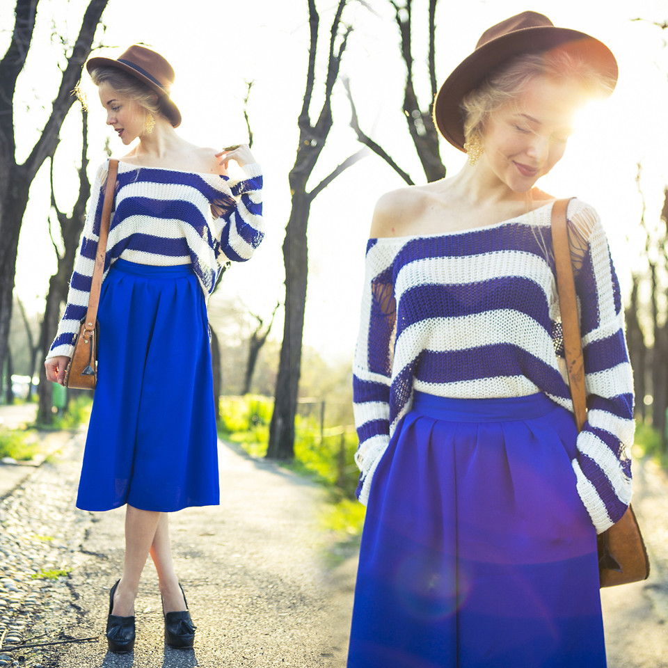 欧美街拍 体验蓝色魅力