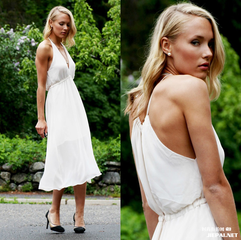 欧美潮女街拍 白色搭出仙女范儿