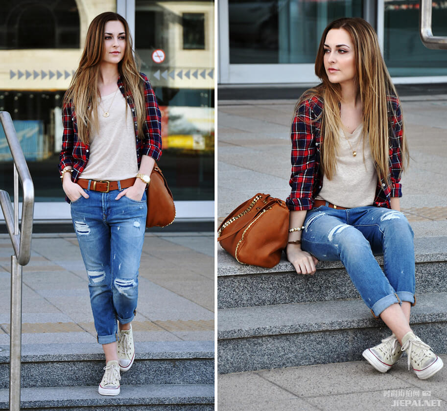 欧美潮女街拍 大包包最为抢眼