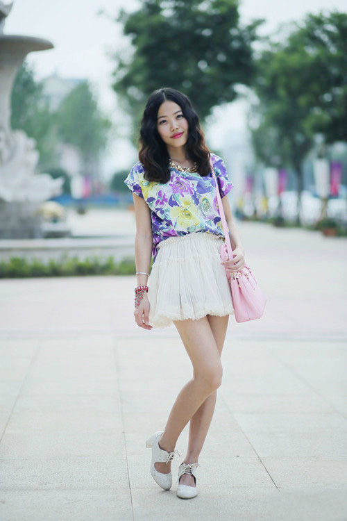 长沙潮女街拍 夏季时尚大爱长裙短裤