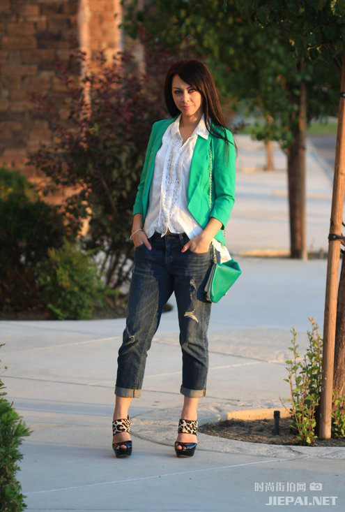 欧美街拍 潮人大爱绿色元素