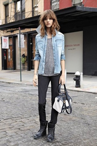 刘雯领衔 看超模示范牛仔衬衫帅气搭配