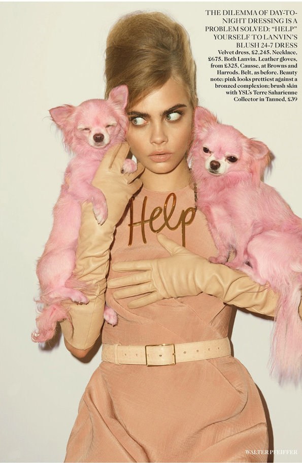 人气超模Cara变身粉红娃娃 登《VOGUE》杂志封面