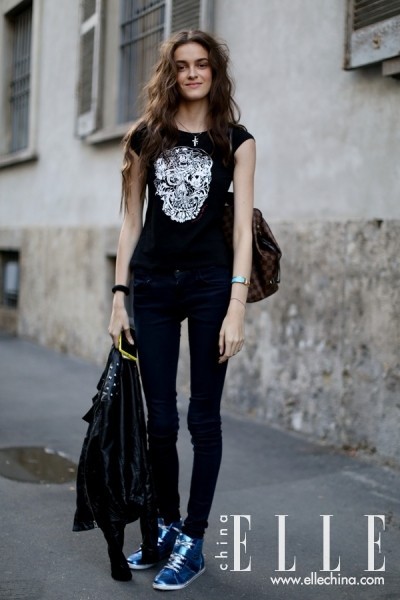 米兰时装周模特街拍之中国双姝最出彩