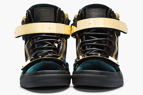 Giuseppe Zanotti 绿色天鹅绒鞋款