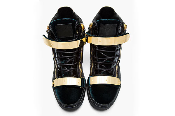 Giuseppe Zanotti 绿色天鹅绒鞋款