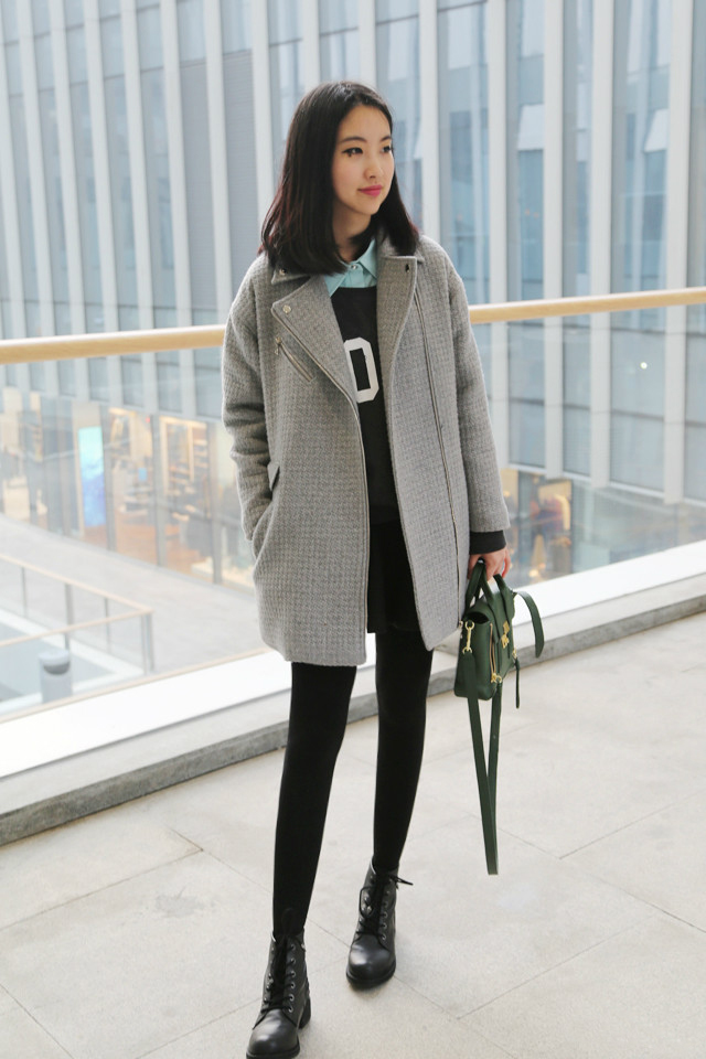 2013年12月杭州潮女街拍 美丽优雅的冬装混搭术