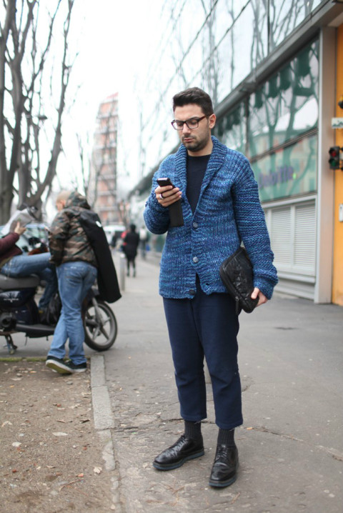 米兰2014秋冬男装周街拍精选