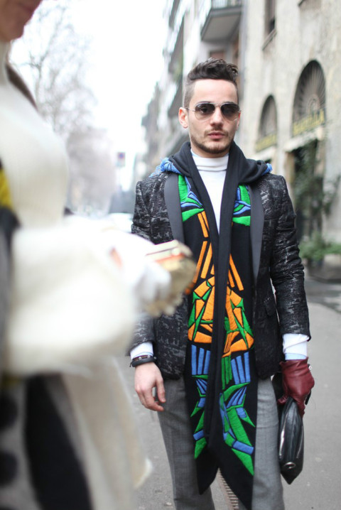 米兰2014秋冬男装周街拍精选