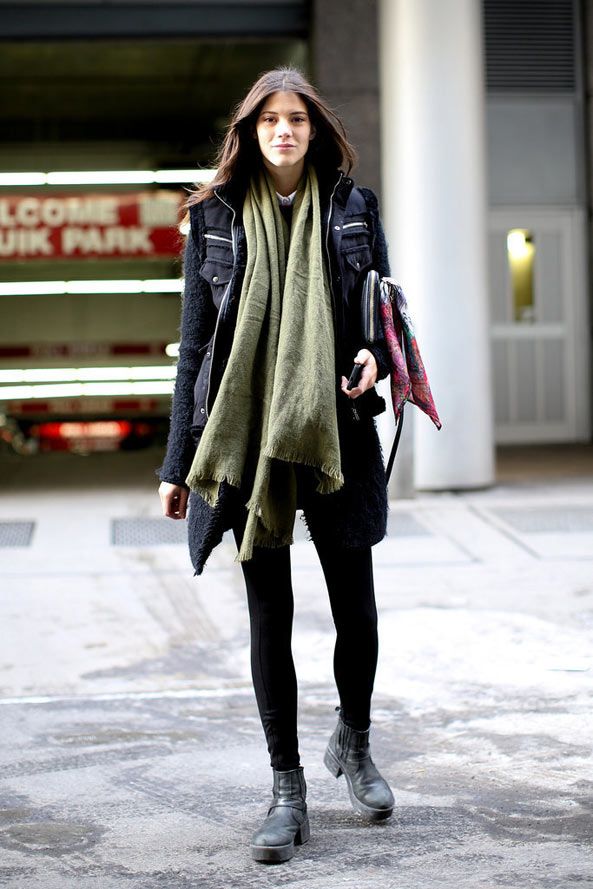 穿得暖也要超有型！2014纽约秋冬时装周街拍之模特私拍篇