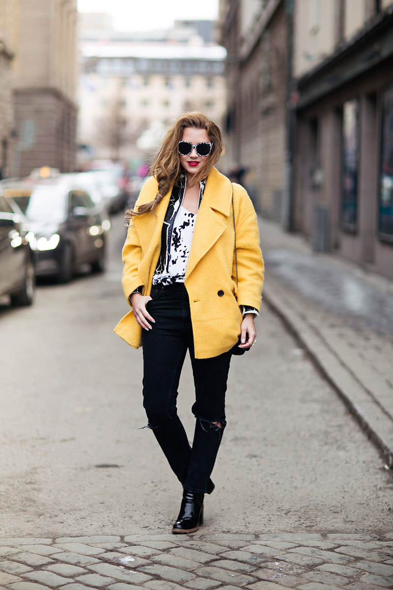 欧美潮女街拍 感受早春鲜艳色彩