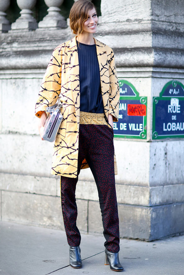 2014年3月巴黎街拍 潮流的混搭风格