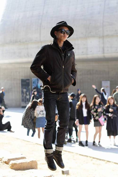 2014韩国首尔秋冬男装时装周场外街拍 挡不住的潮流