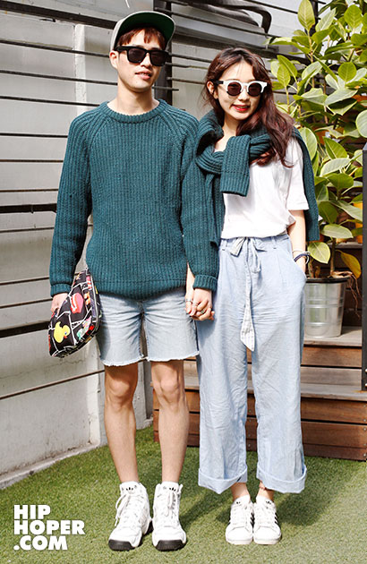 4月30日韩国潮人街拍 春季活力亮色系搭配