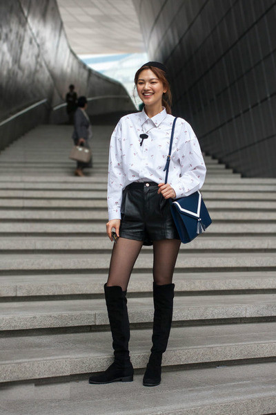 韩风街拍 看白色单品正流行