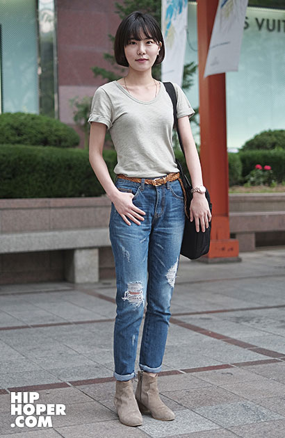 韩国潮人街拍 素色搭配简约取胜