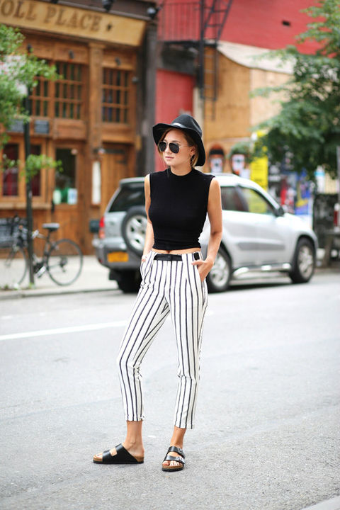 欧美潮人街拍  看夏日条纹风格穿搭