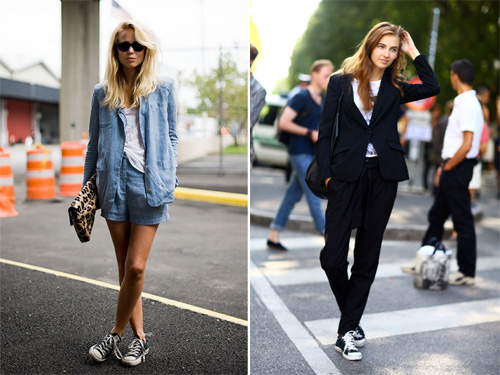 欧美时尚街拍 看运动球鞋打造休闲风格