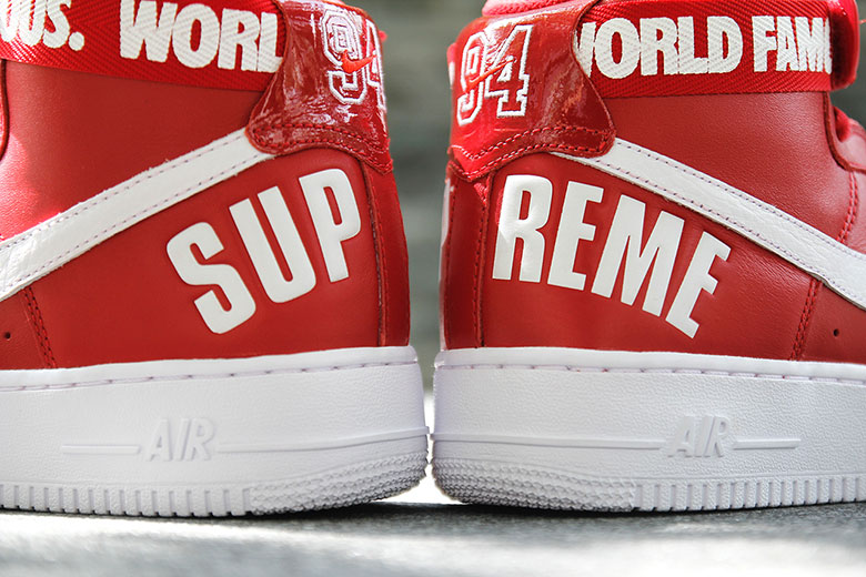 细看极品红色 Supreme x Nike 2014秋冬联名 Air Force 1 系列