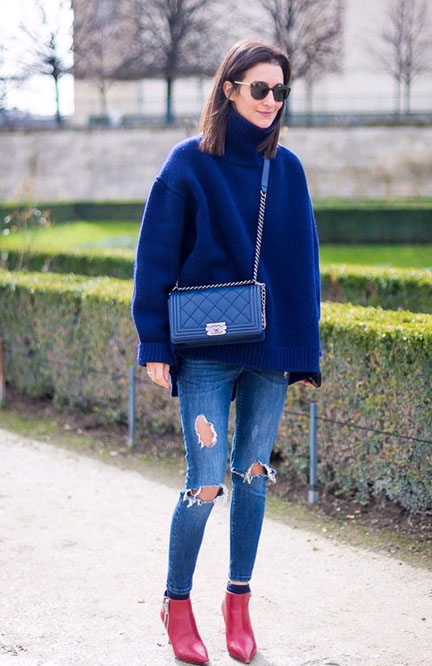 街头潮人高领毛衣太时髦 怎么穿怎么美有木有!