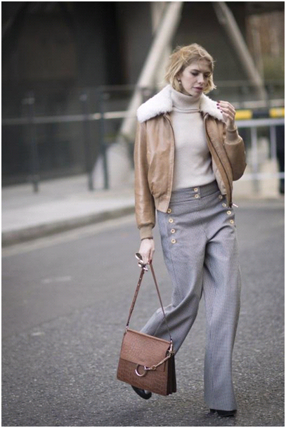 街拍潮人穿着打底裤都比你细 阔腿裤才是显瘦利器