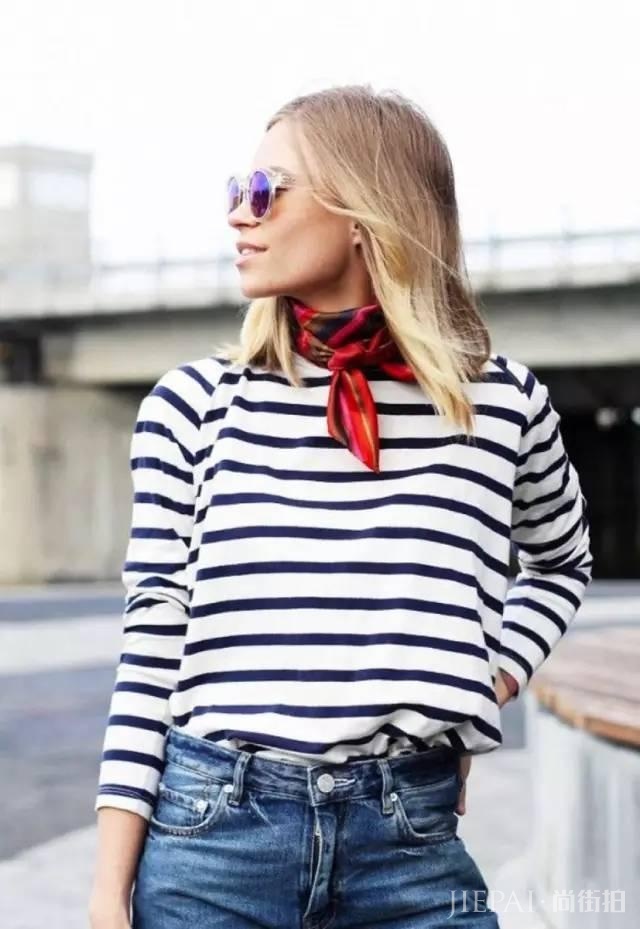 欧美街拍 一招搞定丝巾的所有搭配