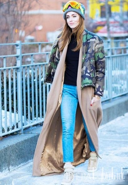 欧美街拍 冬天一件大褛不暖？那就穿两件吧！