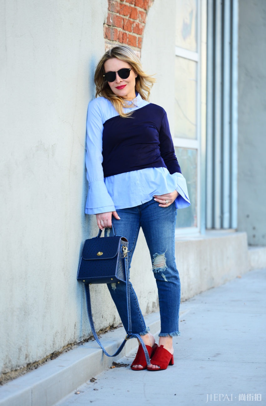 欧美街拍 让单肩拥有不对称性感