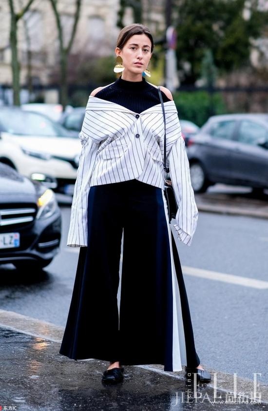 欧美街拍 看时髦姑娘将衬衫作为外套穿出时尚感