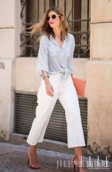 有效拉长身型比例！Gigi Hadid、Jessica Alba都爱穿白色阔脚裤
