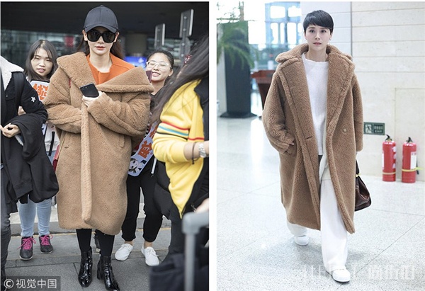 戚薇穿泰迪熊大衣撞色海清 这件羊羔毛外套到底为什么那么多人爱？
