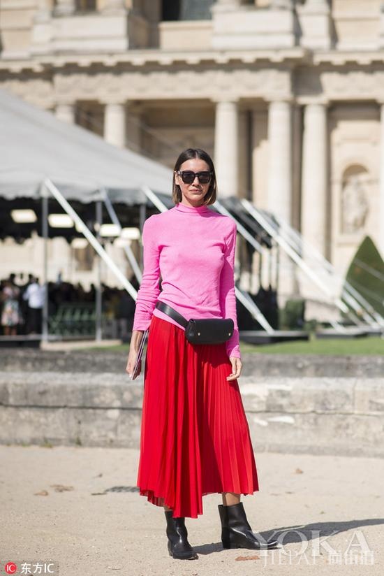 欧美街拍 看完这几组洋气配色过年再也不怕穿红色了！