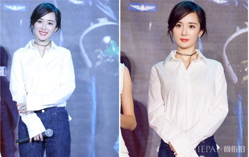 杨幂终于不再硬凹，两件针织衫穿出清新温婉风，机场照美出新高度