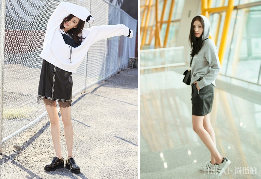 杨幂终于不再硬凹，两件针织衫穿出清新温婉风，机场照美出新高度