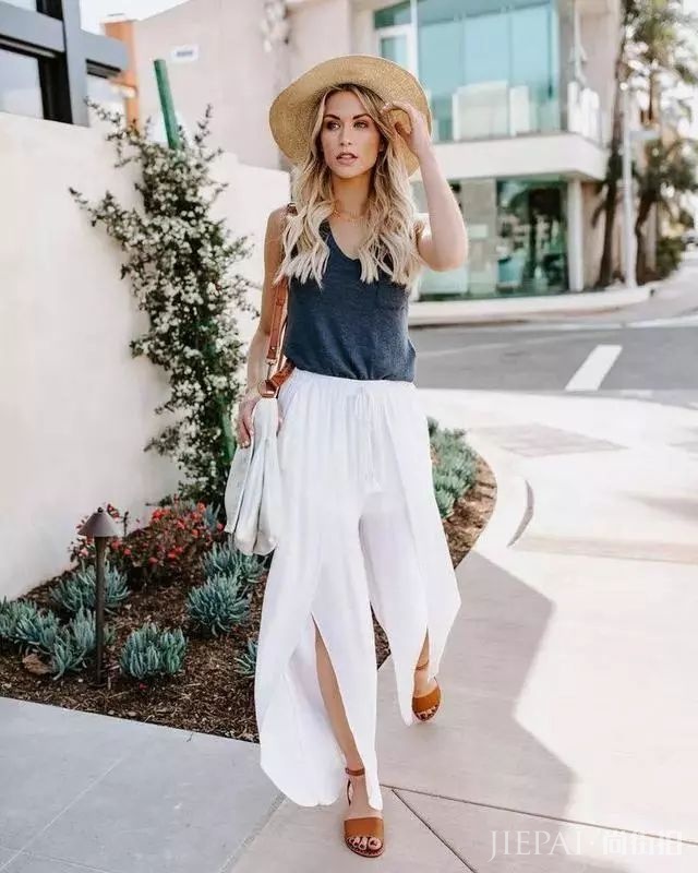 背心+阔腿裤，看欧美潮人夏天清凉时髦套路！