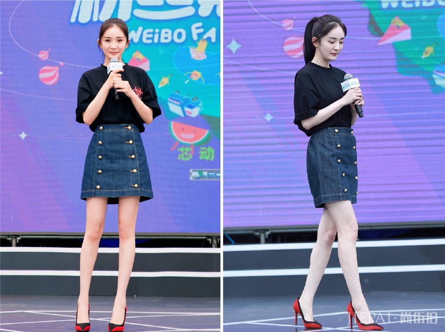 杨幂终于不再硬凹，两件针织衫穿出清新温婉风，机场照美出新高度