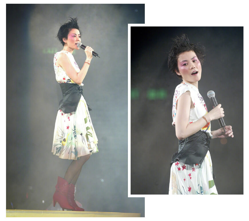 王菲15年前造型曝光!穿荷叶裙踩驴蹄鞋,居然引领潮流这么多年