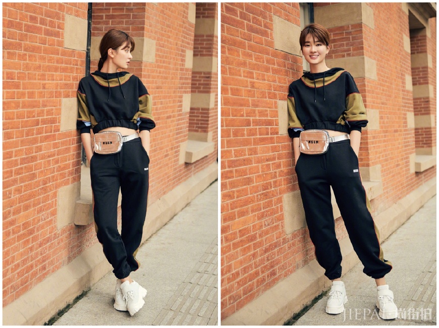 乔欣启程米兰观秀,一身运动套装竟被蛮腰抢了风头