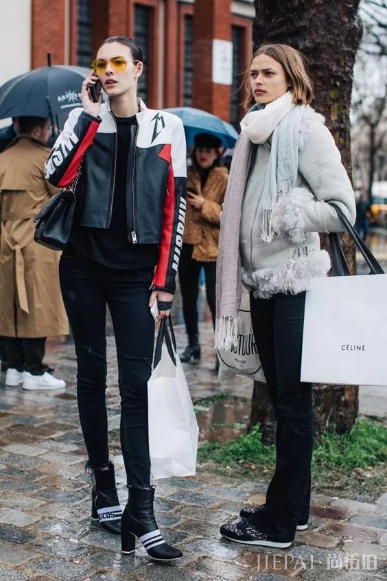 欧美街拍 潮人用皮衣支撑起整个秋天气场