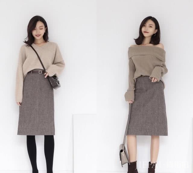30套职场女生秋冬衣橱搭配,毛衣配喇叭裤精致又优雅