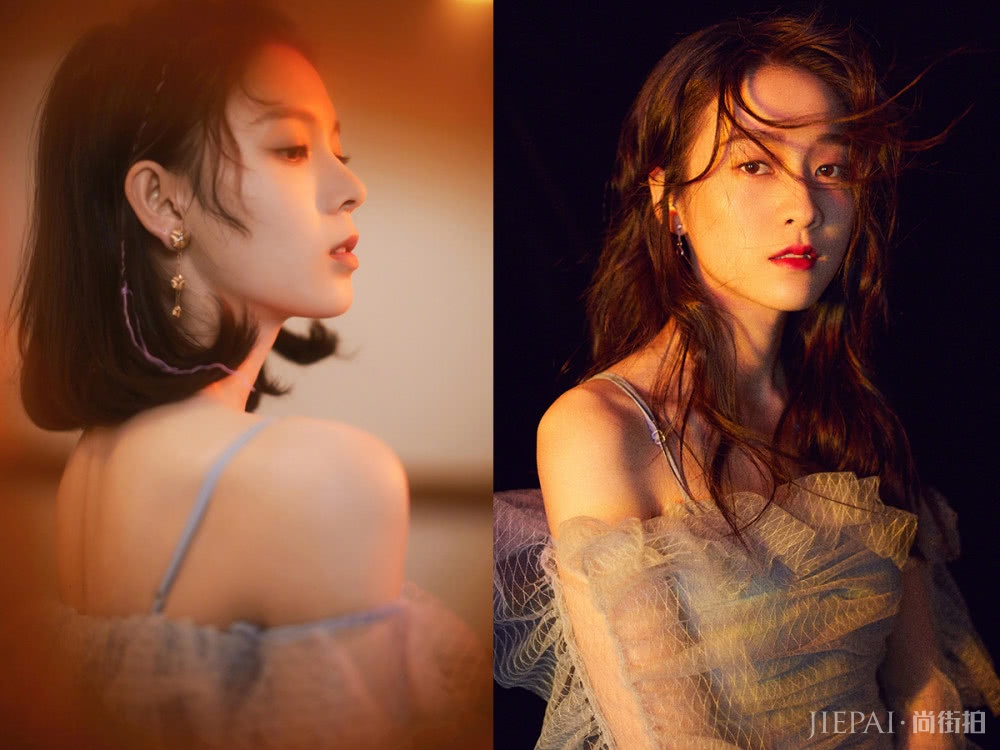 陈瑶撞衫张雪迎,穿同一款蓝纱裙,但编个头发就完全不一样了