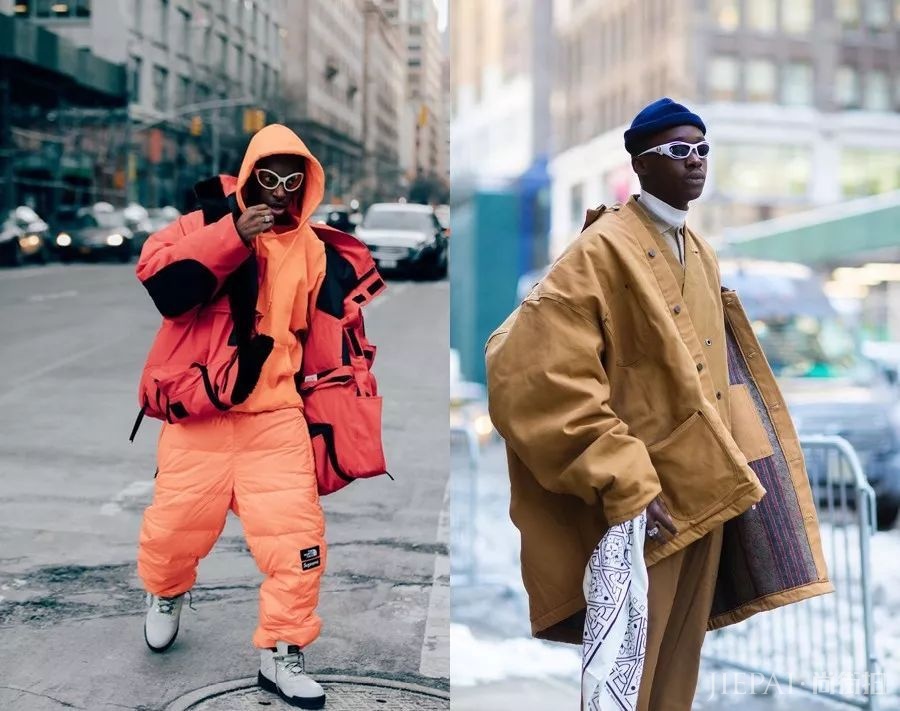 欧美潮男街拍 外套要够大才能够有型