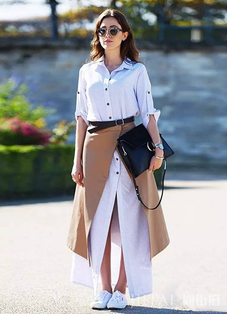 秋天想要慵懒的时尚 街头潮人教你用一条百搭衬衫裙搞定