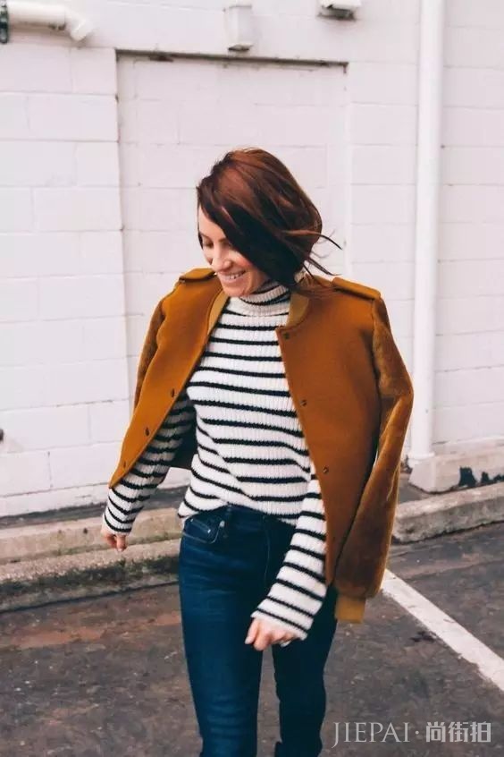 秋冬季节越来越凉 不会穿条纹衫你就少了很多穿搭乐趣