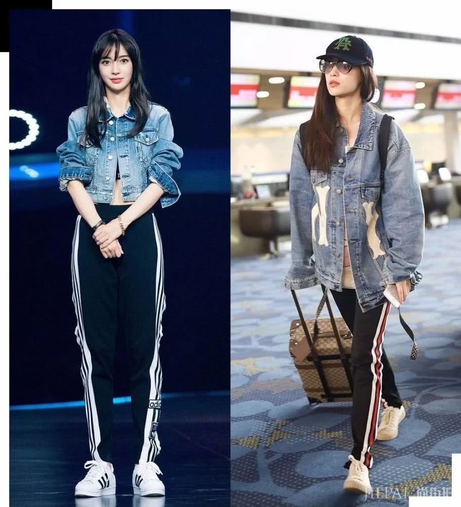 杨幂和迪丽热巴都穿经典单宁外套，你更喜欢谁的搭配？