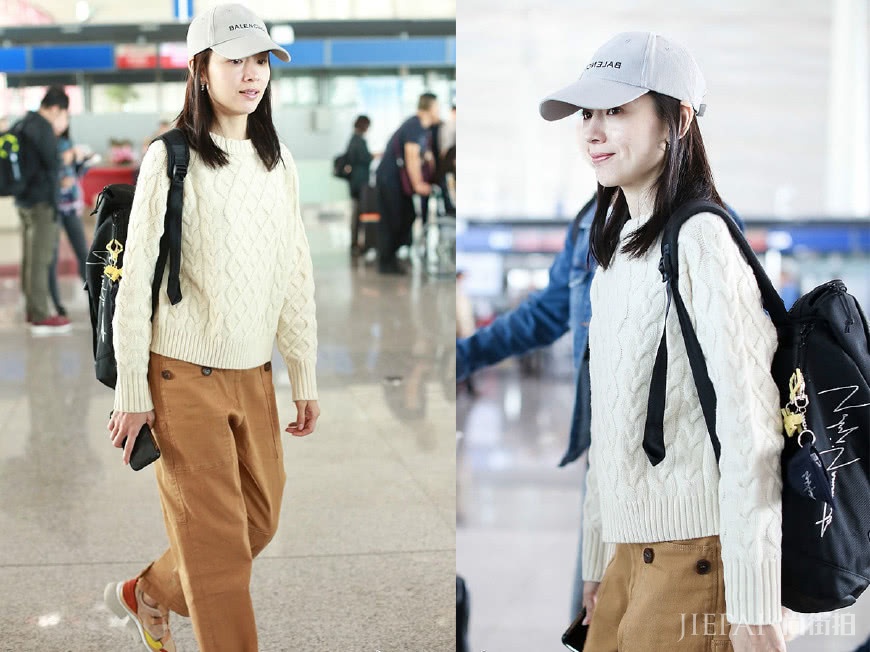 说土黄裤子穿着丑的,看看董洁和王子文的搭配,就知道什么叫美得高级了