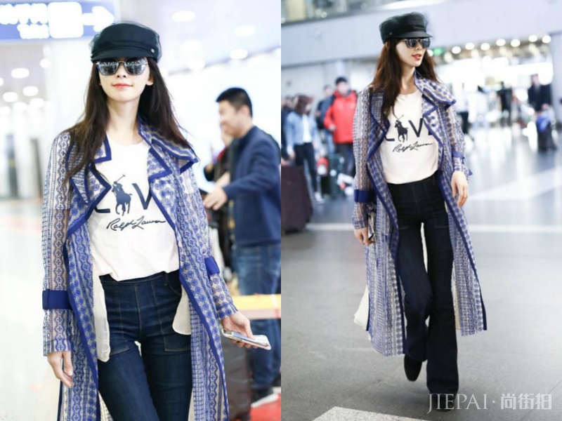 林志玲机场街拍 大胆的穿着绿色都能搭出美美少女感,气质满分