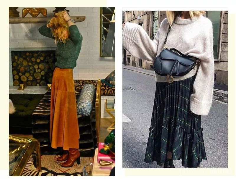 毛衣+半裙，美翻天了！