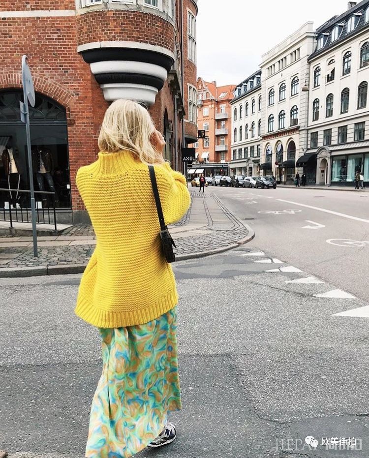 欧美街拍 秋冬穿黄色服装可以这样美！