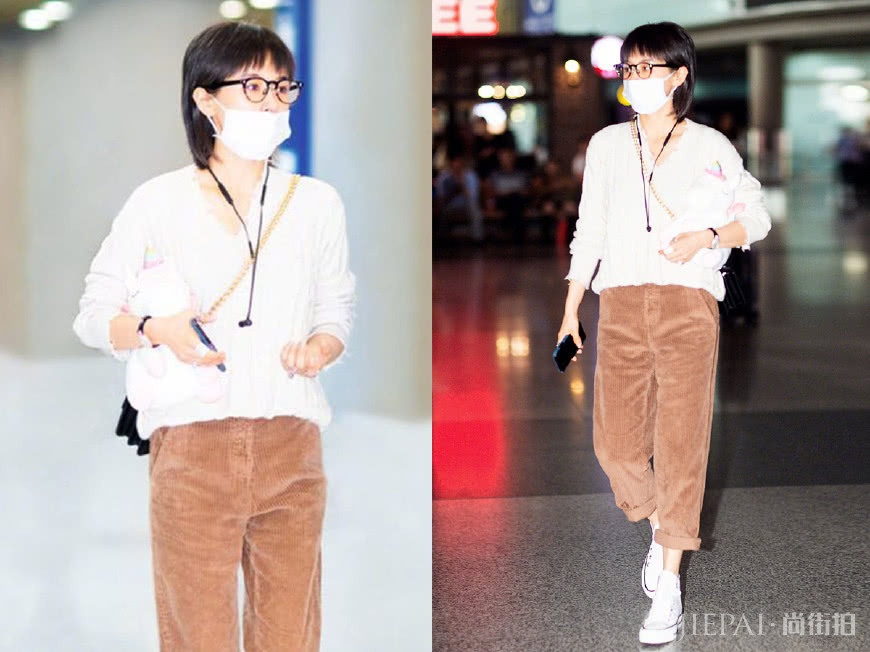 说土黄裤子穿着丑的,看看董洁和王子文的搭配,就知道什么叫美得高级了